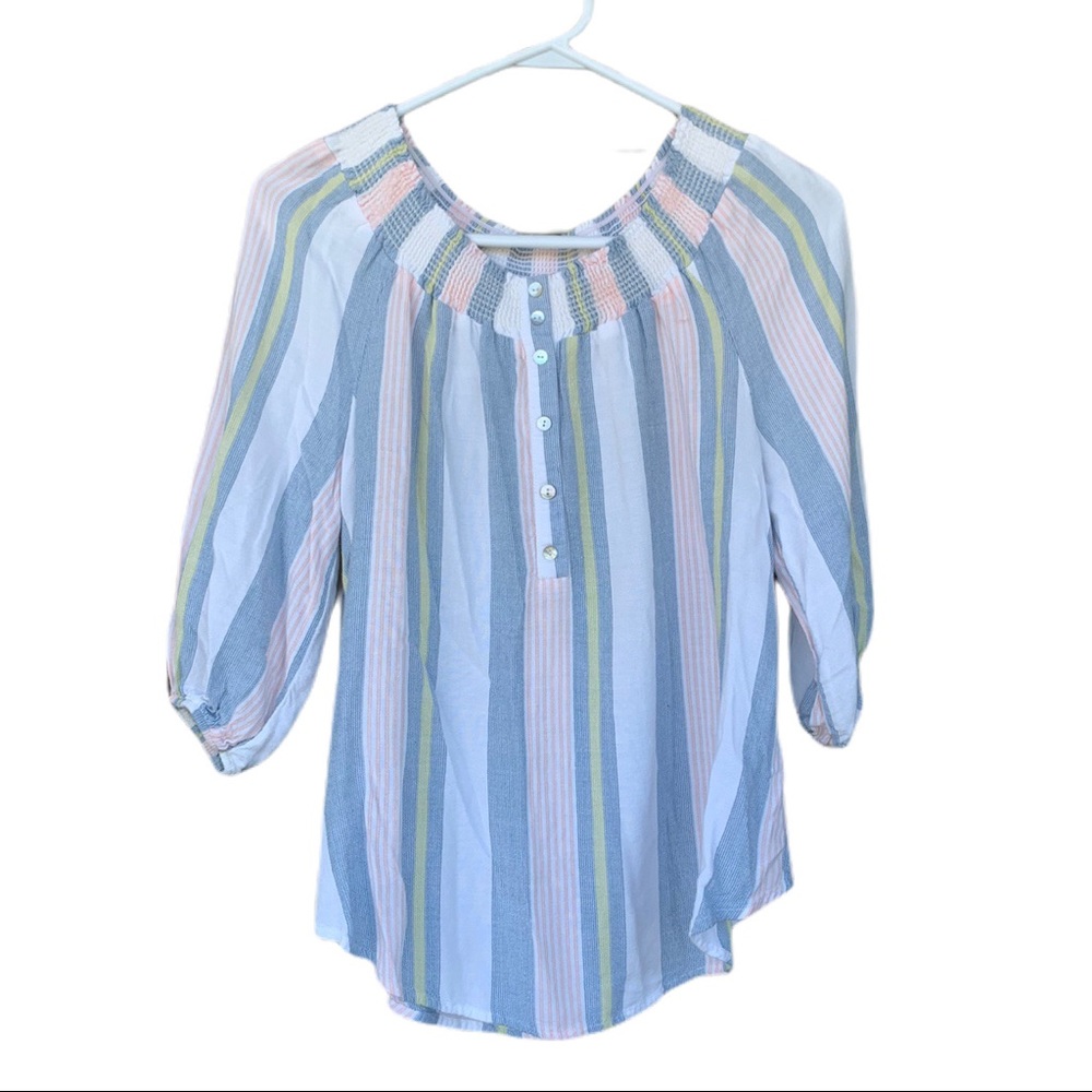 BDG off shoulder blouse small striped cotton